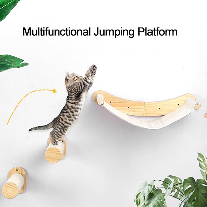 Cat Wall Furniture, Cat Wall Steps with Hemp Rope Covered, Cat Wall Stairs, Wall Mounted Cat Hammock, Cat Shelves for Sleeping, Climbing and Lounging (Color : Cylindrical Ladder)