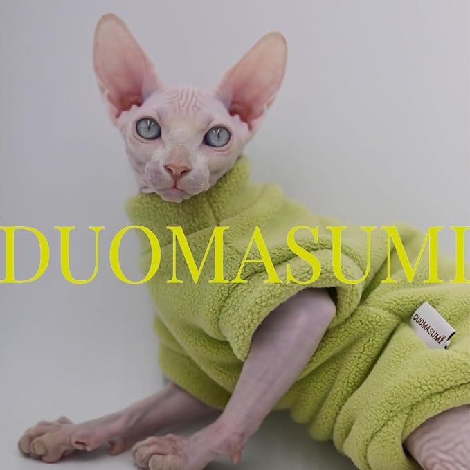Hairless Cat Clothes Autumn/Winter Warm Fleece Super Soft Stretch Cat Clothes for Sphynx,Devon, Konis,Small Cats and Dogs (Purple, Large)
