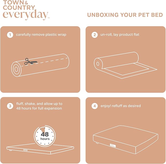 Town & Country Everyday CuddleTown Comfy Solid Bolster Sofa Pet Bed, Supportive & Calming Egg Crate Foam, Non-Slip Bottom, Machine Washable Cover, Cream, Medium 28"x23"x8"