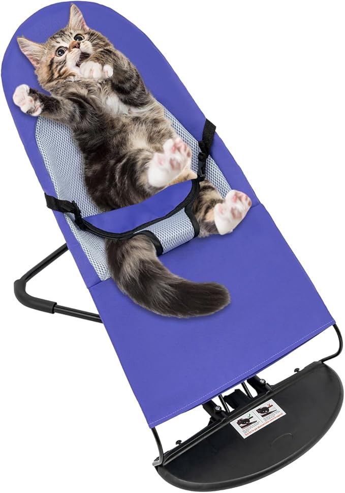 Pet Rocking Chair Solid Color Breathable Dog Bed Chair Portable Foldable Dog Cat Chair for Small Pets Weighing Less Than 33.07 lbs, 3 Levels Adjustable Height, Washable&Removable (Purple)