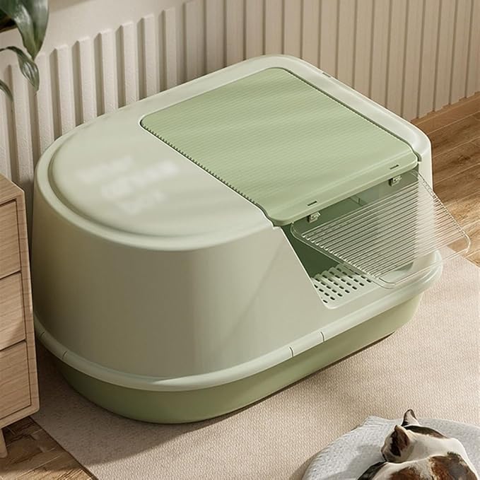 Pet Supplies, Hooded Cat Litter Box, Large Enclosed Pan for Small & Big Cats(Yellow)