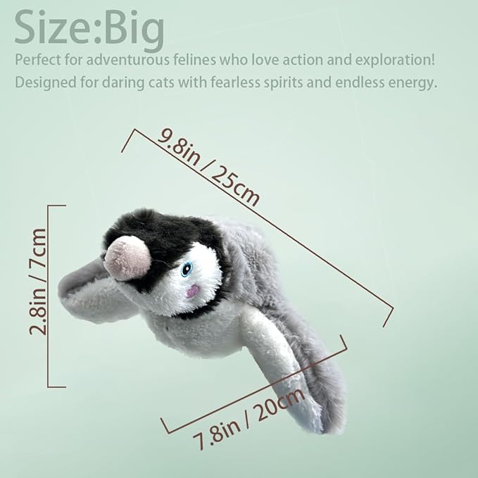 Flapping Chirping Bird Cat Toy(Non-Flying), USB Charging,Touch Activated Plush Toy,Simulates Bird Wing Flapping and Sounds, for Cats,Dogs & Small Pets (Large, Penguin)