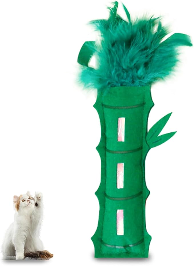 Andiker Catnip Toy for Cats, Cute Bamboo Shapes with Soft PP Cotton Bite-Resistant Cat Chew Toy with Catnip and Crinkle Paper Entertaining Interactive Cat Toy for Indoor Cats and Kitten (Bamboo)