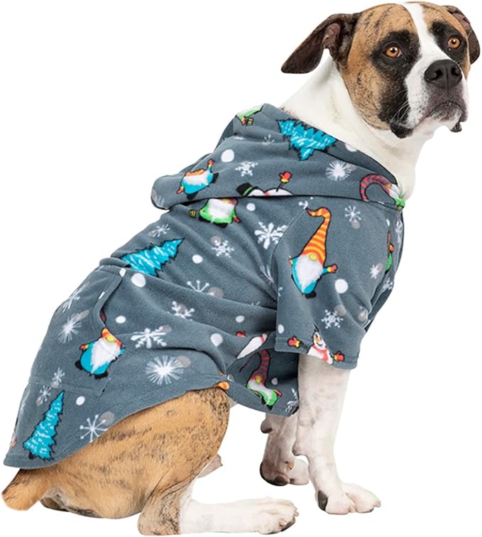 Pet Pjs - Merry Gnomes Pet Pjs Fleece Hoodie Sweaters - XLarge (Fits Up to 75 lbs) - Pet - XLarge (Fits Up to 75 lbs)