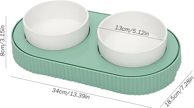 Heated Cat Bowl,Thermostatic Raised Cat Bowl, Double Cat Food Bowls, USB Heated Dog Bowl Ceramic Cat Water Bowl for Feral Cat Feeding Station Provide Non Freezing Water in Winter