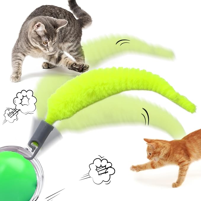 BOXOB 20pcs Cat Ball Replacement Tails, Automatic Moving Interactive Toy Tail Accessories Cat Wand Toy Worm Refills