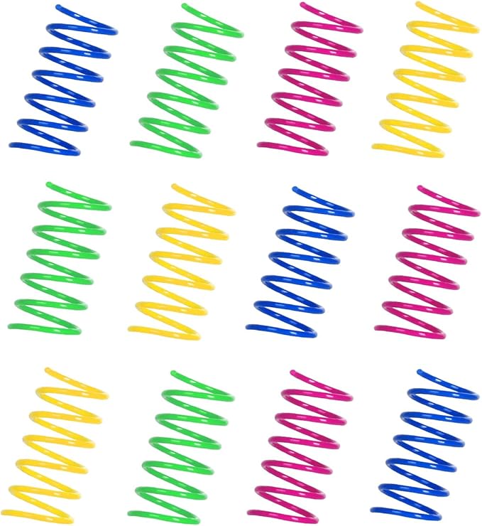 100 Pack Cat Spring Toys, Cat Spiral Spring for Indoor Cats, Colorful Plastic Coils Kitten Toys Interactive for Hunting, Biting, Swatting