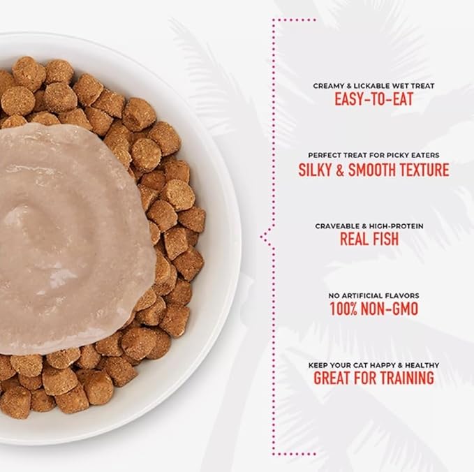 Tiki Cat Stix Wet Treats, Grain Free Lickable Smooth Mousse Blend with Salmon in Creamy Gravy 6 Stix in 1 Pouch (Pack of 2) with 1 Cat Pom Pom Ball Toy