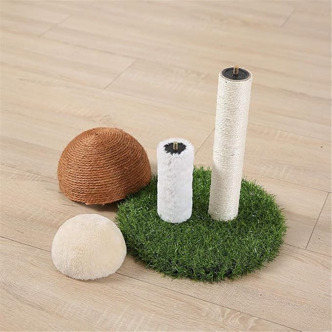 Cat Scratching Post Mushrooms Scratching Post Simulated Lawn Cat Climbing Frame Sisal Cat Scratcher Kittens Toy Home Furniture Protection Brown