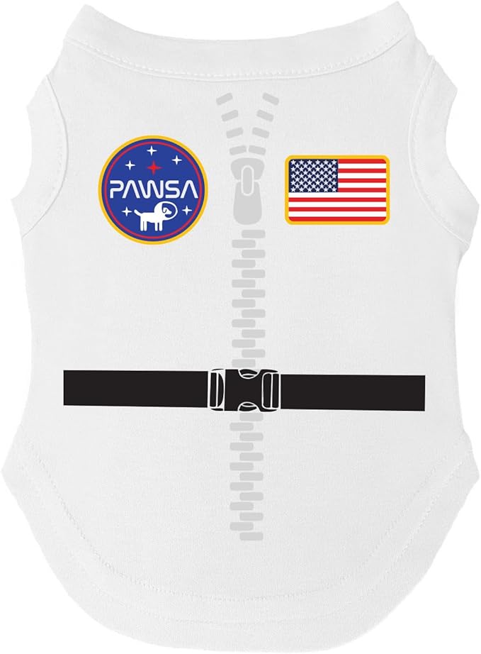 Pawsa Astronaut Costume Dog Tee Shirt | Sleeveless Breeds | Halloween | Space Esplorer | Out of This World| Galaxy |White, 2X-Large 1399