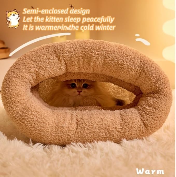 Winter Warming Cat Sleeping Bag，Soft Plush Sleeping Bag for Indoor Cats，Cozy Pet Nest for Cats and Dogs, Portable Calming Pet Nests，Cat Cave Bed Self Warming Bed, Pet Hideway (Large,C-Grey)