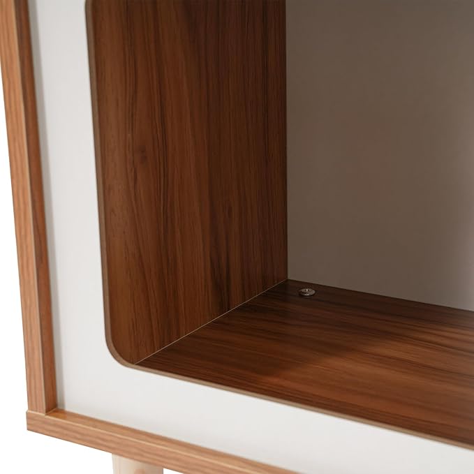 Solid Wood Cat House Nightstand, TV-Shaped Pet Bed with Peek-a-Hole, Modern Cat Furniture for Indoor Cats, Multi-Functional Bedside Table Load 165lb, 19.7" L x 11.4" W x 15.7" H