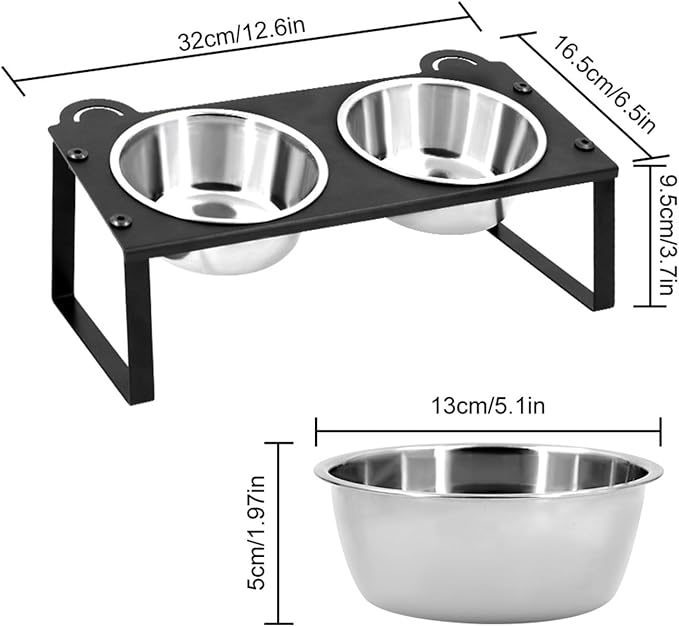 Cat Feeder Elevated Bowls 2 Stainless Steel for Indoor Pet