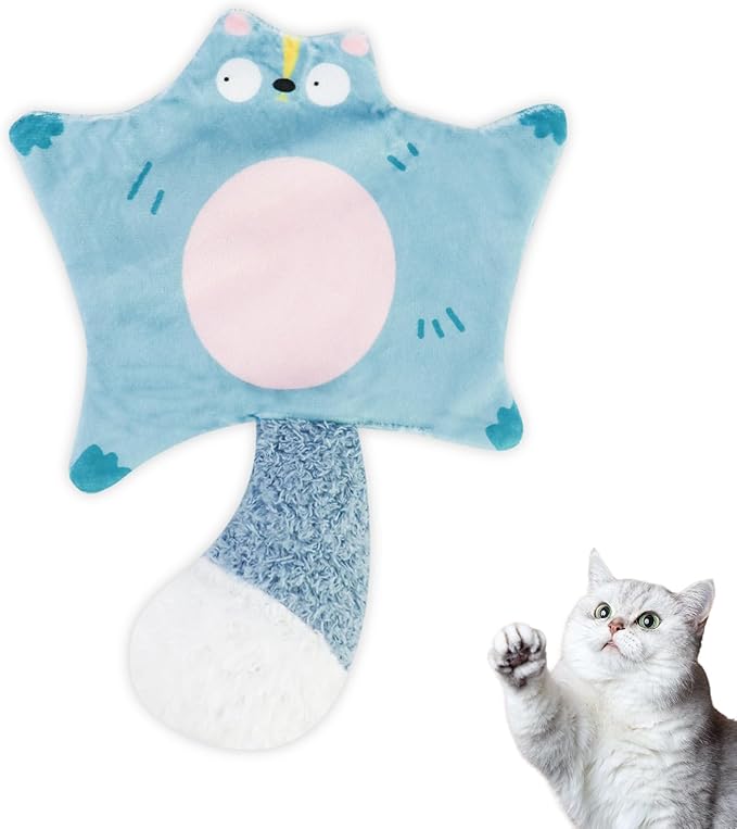 Andiker Catnip Cat Toys, Flying Squirrel Shape Plush Cat Toy with Crinkle Paper and Natural Catnip, Interactive Cat Toys for Indoor Cats and Kittens to Sniff Scratch Bite and Reduce Boredom (Blue)