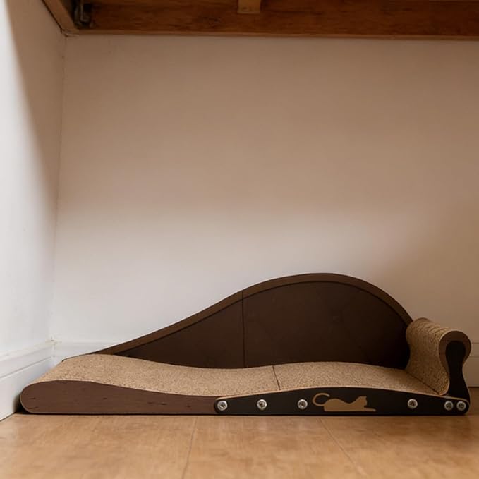 Cat Scratching Board Bed, with Corrugated Cardboard, 68x25x20.8cm, Bedroom Cat Lounge, Kitten Scratcher Bed, Protects Furniture from Claws, for Living Rooms, Bedrooms, Or Balconies