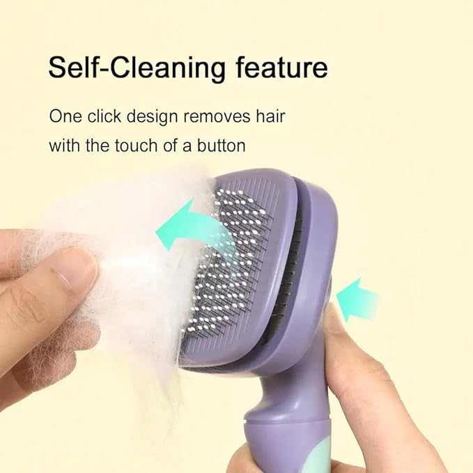 One for Pets Self-Cleaning Dog and Cat Slicker Brush, Cat Brush with Release Button, Indoor Cats Shedding, for Cat and Dog Grooming (Green & Orange)