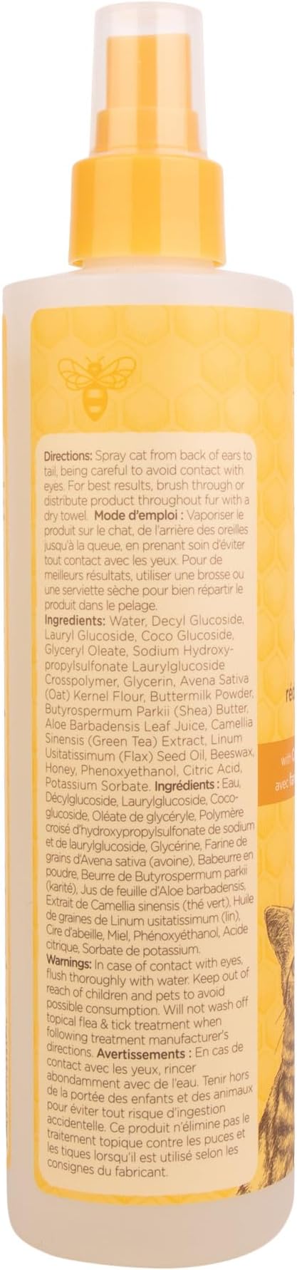 Burt's Bees for Pets Cat Dander Reducing Spray with Colloidal Oat Flour and Honey, Waterless Grooming Spray for Dry Skin & Dandruff Control, Cat Dander Remover for Allergy Support, 10 Fl Oz - 2 Pk