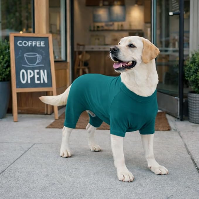 Lovelonglong Dog Full Bodysuit – Stretchy Yoga Fabric 4-Leg Dog Pajamas, Breathable & Lightweight Dog Onesie for Indoor & Outdoor, Shedding Control & Travel Wear