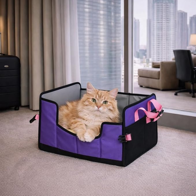 Pet Life ® 'Travel-Nest' Innovative Portable Travel Folding or Collapsible Cat and Dog Bed with Carrying Handle