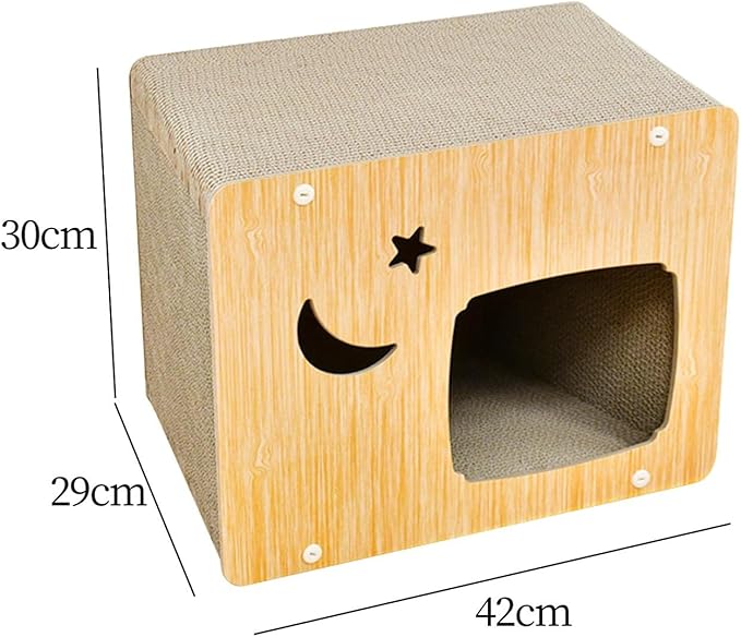 Cat Scratcher House Cat Scratching Board, Wear Resistant Corrugated Paper Grinding Claw Cat Nest Bed Hideout for Indoor Cats Kitten Play, Light Brown, M