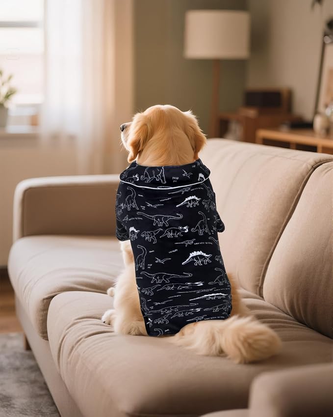CuteBone Two-Leg Velvet Pet Pajamas Girl Dog Clothes - Soft, Cozy, and Stretchy Boy Pjs for Medium, Large Dogs and Cats Winter Sleepwear Apparel LTP08-4XL