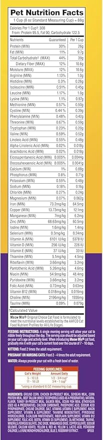 Meow Mix Original Choice Dry Cat Food, 3.15 Pound (Pack of 4)