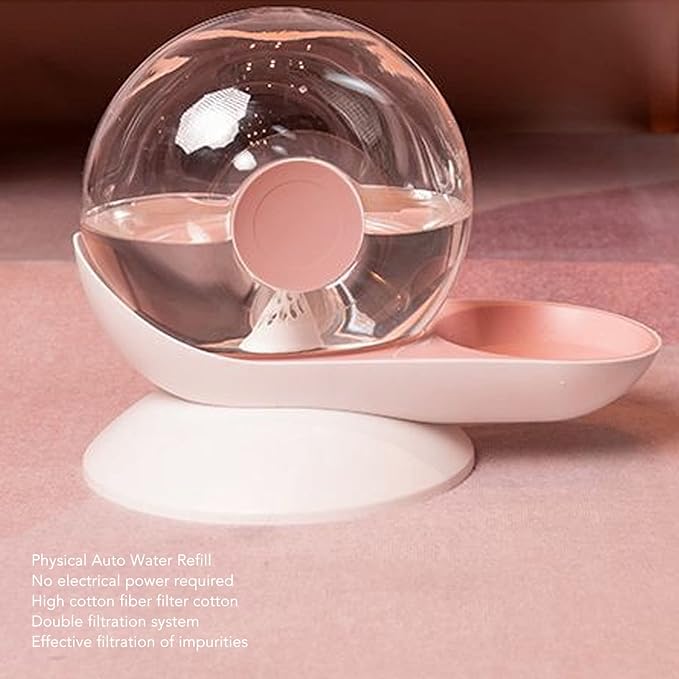 Pet Water Dispenser Snail Shape Automatic Water Drinking Fountain 2.8L Large Capacity for Dogs and Cats (Pink)