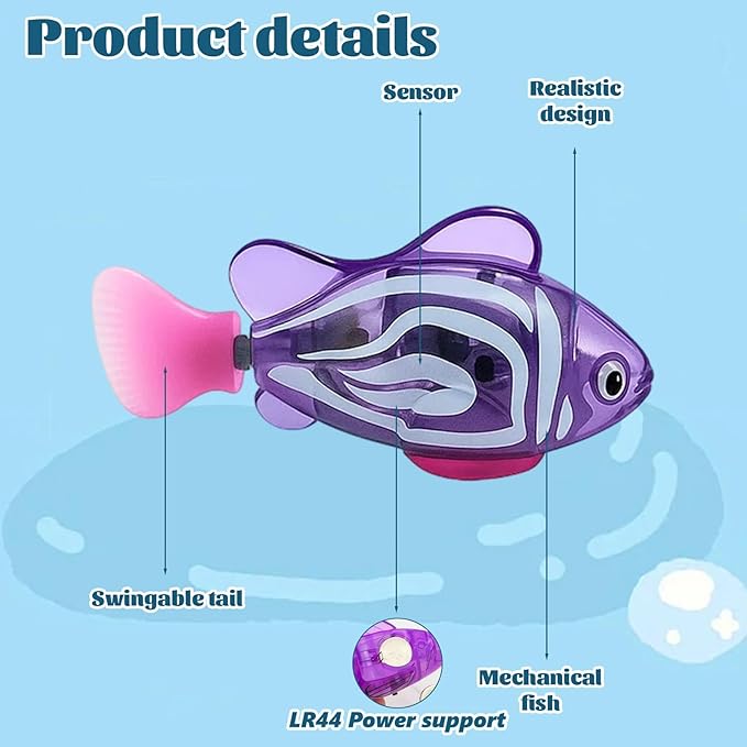 Robot Fish, Robotic Fish for Cats and Dogs, Swimming Fi-sh with Luminous Function, Waterproof Bath Fi-sh for Pets, Interactive Robot Fi-sh Aquarium and Pool Play (4 Pack)