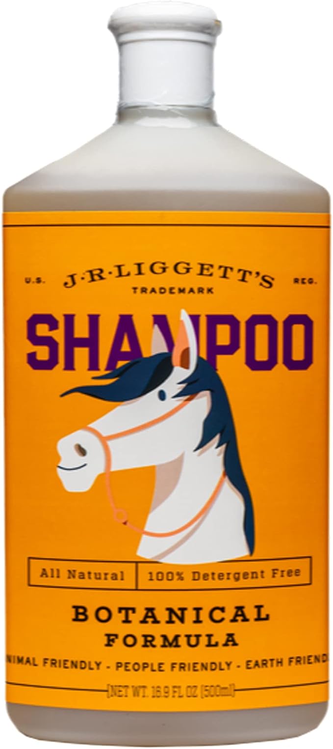 J.R.LIGGETT'S Liquid Botanical Horse Shampoo for Sensitive Skin - 100% Detergent-Free, Non-GMO Formula - Gently Deep Cleans and Nourishes Healthy Skin, Mane & Tail - 16.9 fl oz
