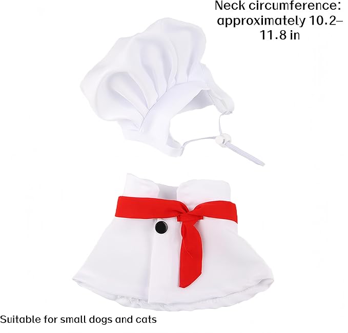 Pet Chef Hat and Collar Costume Set, Chef Outfit for Cats and Small Dogs