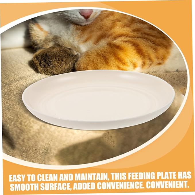 4pcs Cat Feeding Bowls Set Shallow Pet Food Plates Flat Round Dishes 20cm for Kittens and Short-Legged Cats, Non-Slip Sturdy Pet Bowls for Feeding and Watering
