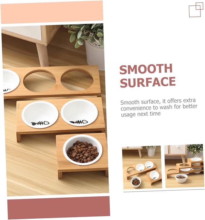 1set Elevated Ceramic Cat Bowl with Stand Convenient Multi-Function Feeding and Watering for Cats and Kittens Easy to Wear-Resistant Design