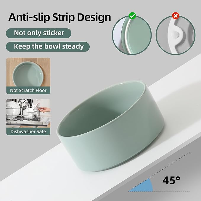 Havniva Raised Cat Bowls Water Bowl 5.1” Elevated Ceramic Cat Food and Water Bowl Whisker Friendly Pet Food Bowls for Indoor Cats, Wide Cat Water Dish Prevent Whisker Fatigue Non Slip Cat Feeder