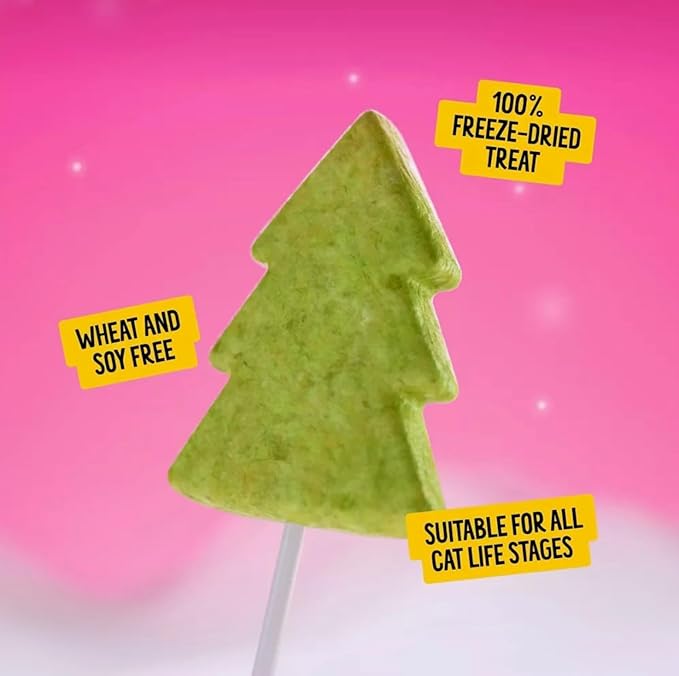 Bonkers Purrpops Christmas Themed Limited Edition Holiday Chicken Flavor Freeze-Dried Licks Cat Treats Catnip & Turkey Flavor - 5 Pack with 1 Cat Pom Pom Balls Toy