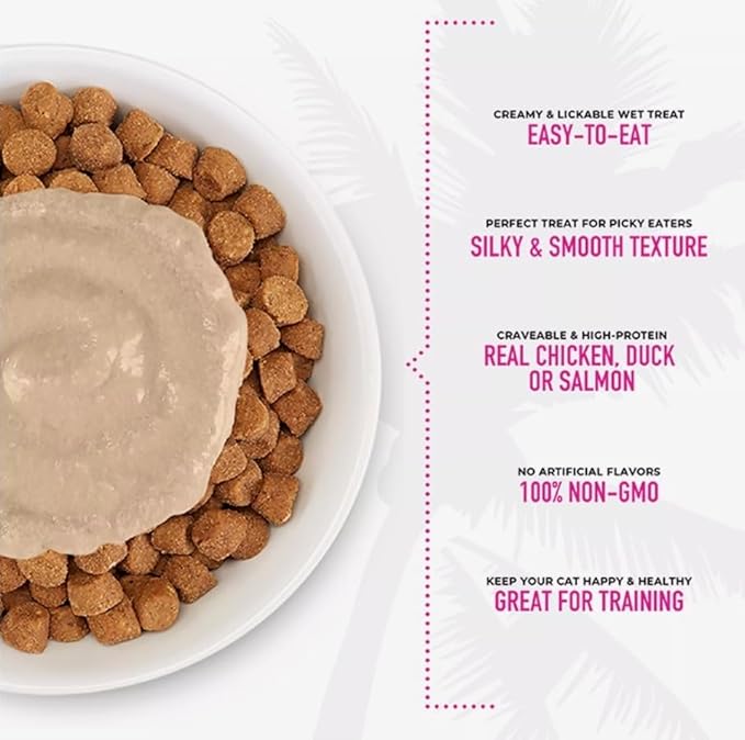 Tiki Cat Stix Mousse Treats, Single Serve Indulgent Lickable Treat, Variety Pack with Salmon, Chicken and Duck, 3 oz. Pouch, 6 Stix in 1 Pouch (Pack of 2), Plus 1 Cat Pom Pom Balls Toy