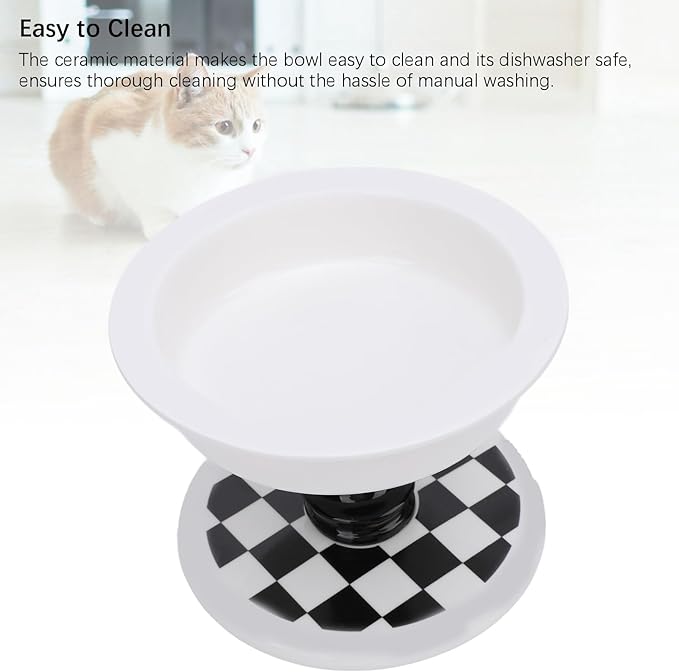 Elevated Cat Bowl, Multifunctional Prevent Vomiting Ceramic Pet Food and Water Bowl Stand with Non Slip Base for Cat Kitten
