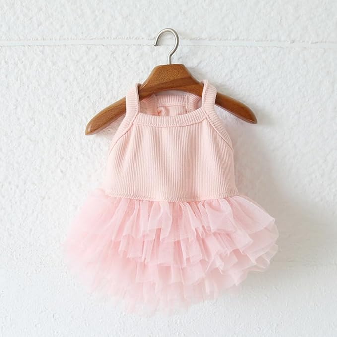 Hdwk&Hped Small Dog Dress Breathable Summer Dog Dress for Puppy Cats Girl Female Tutu Cake Skirt Princess Dress for Birthday Party Costume (Cake Skirt - Pink, Large)