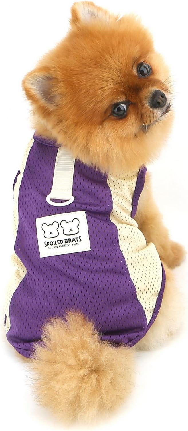 PAIDEFUL Breathable Mesh T-Shirt for Small Dogs Summer Doggie Cool Vest Soft Lightweight Puppy Tee Shirts Sleeveless Pet Tank Top Sweatshirts Cozy Chihuahua Clothes Cat Apparel D-Ring,Purple,XS