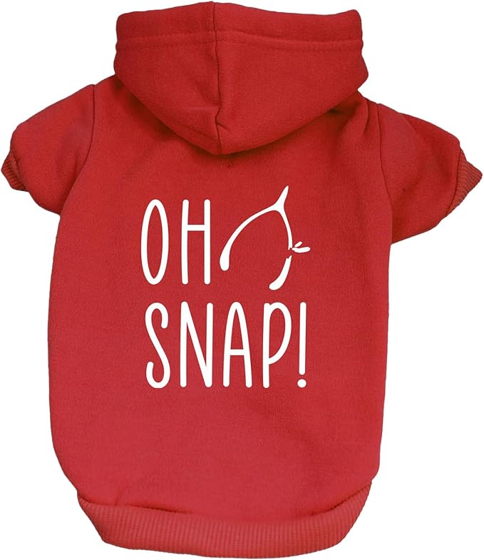 Oh, Snap! Dog Hoodie | Fleece Lined |Leash Hole| Wishbone | Funny Thanksgiving | Fall | Turkey Day|Red, 3X-Large 345