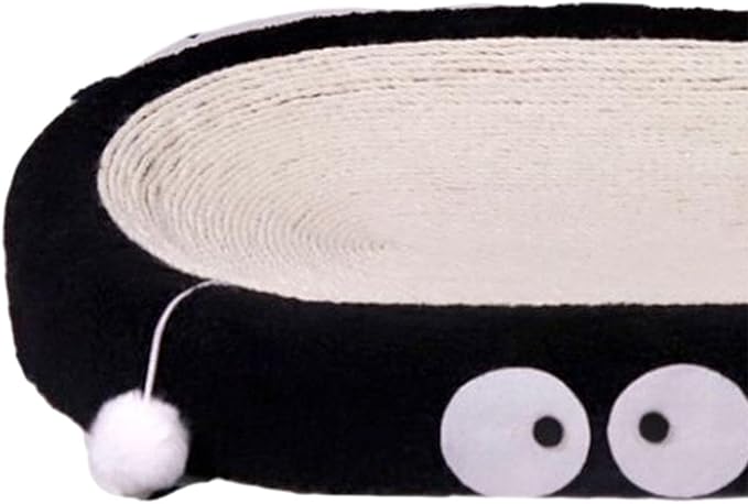 Cat Scratch Pad Bowl Nest Corrugated Cat Lounge Comfortable Claw with Interaction Ball Toy Furniture Protector, Black Oval