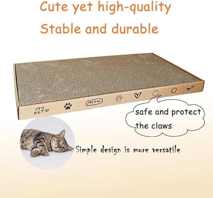 Cardboard Scratcher Pad, Wide Corrugate Cat Scratchers, Cat Scratching, Cat Scratch Pad, Furniture Protectors from Cat Scratching,Double-Sided Design (2PCS)