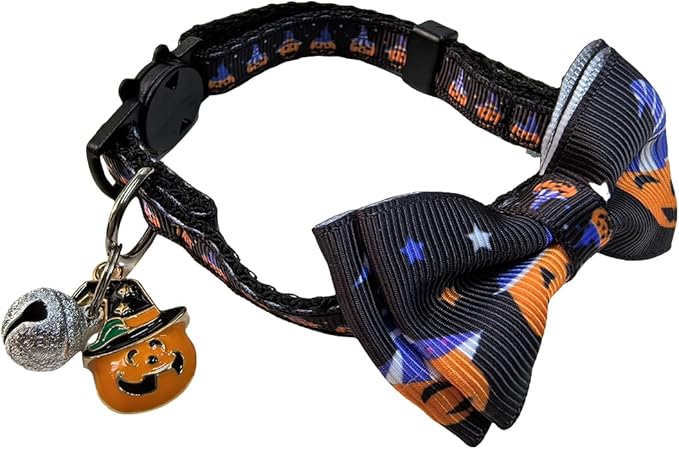 Pocoukate Cat Collar with Bells, Kitten Collar with Bell Breakaway Safety Buckle, Adjustable Kitten Collar for boy Girl Cats, Perfect Pet Supplies, Halloween Elements