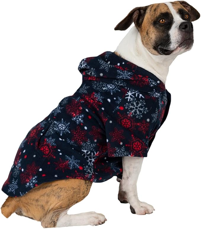 Pet Pjs - Winter Whiteout Pet Pjs Fleece Hoodie Sweaters - XSmall (Fits Up to 10 lbs) - Pet - XSmall (Fits Up to 10 lbs)
