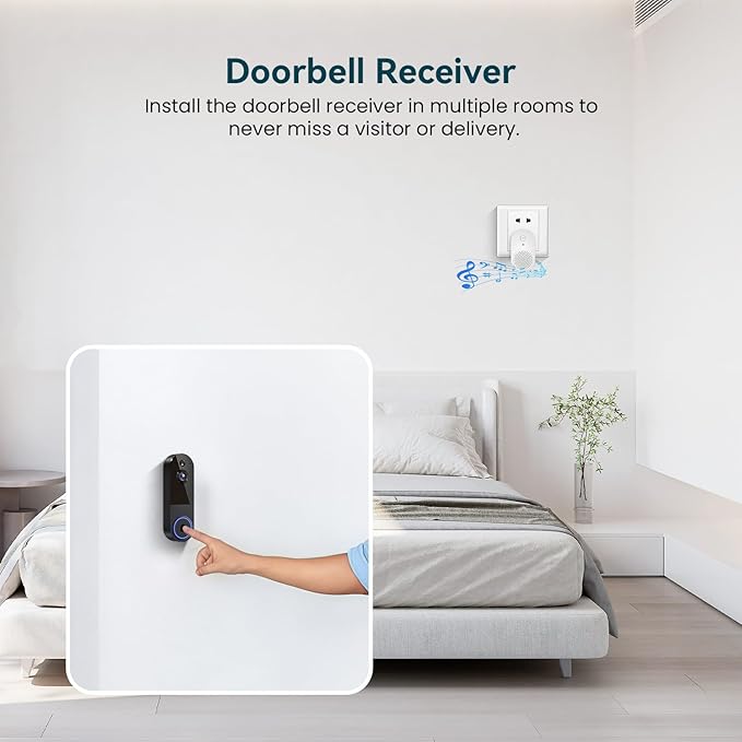ClipBlur 1080p Wireless Wi-Fi Video Doorbell Camera with Night Vision, Outdoor Surveillance Cameras, Two Way Audio, 2.4G WiFi Only, AI Motion Detection and Cloud Storage (Sold Separately)