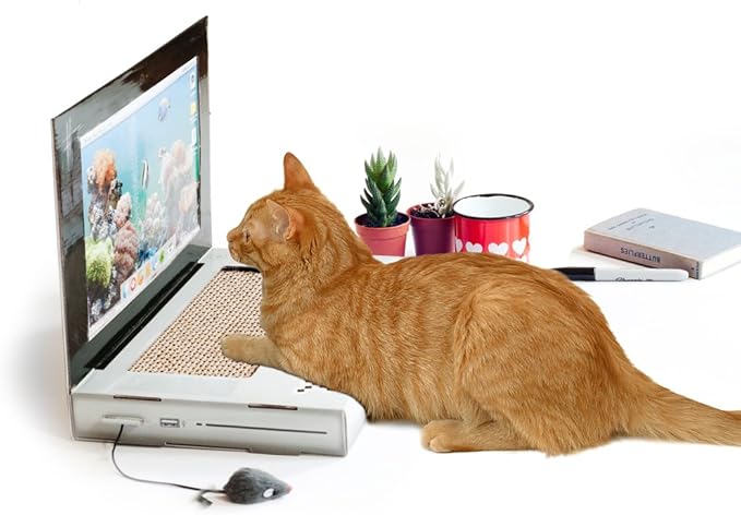 Suck UK - Cat Laptop- Cat Scratching Board - Cardboard Scratchers- Scratch Pad & Kitten Scratching Mat - Funny Furniture - Interactive Toy & Kitten Toys Gifts Cats