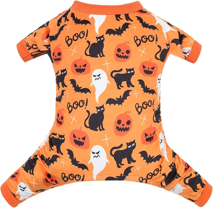 CuteBone Fleece Dog Halloween Pajamas Clothes Puppy Jammies Pet Apparel Cat Onesie for Chihuahua Yorkie Frenchies P309M