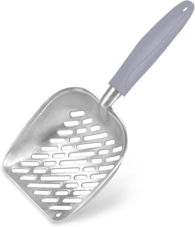 SunGrow Cat Litter Scoop, Life Transforming Cat Scooper, Reduces Hand Fatigue, Saves Clear Litter, Use with Small Litter Type, Makes Scooping Faster and Easier, Gray, 1 pc