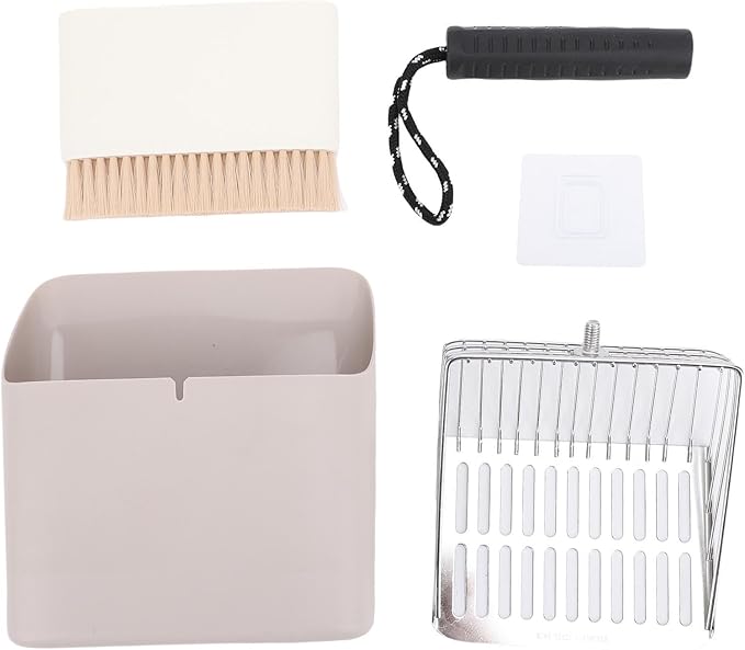 Haofy Cat Litter Scoop,Stainless Steel Litter Scoop with Portable Cleaning Brush and Storage Stand for Cat Box Cleaning