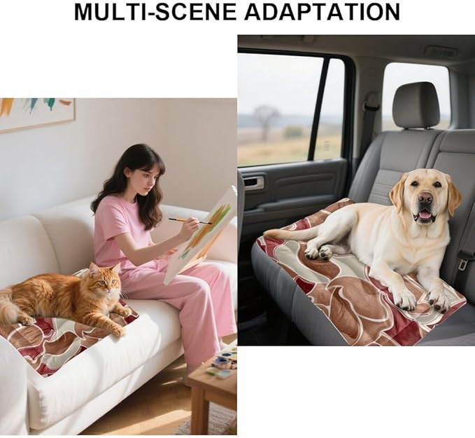 Brown Abstract Patterns Dog Bed Chew Proof Crate Mat Corner Dog Bed Abstract Floral Colors Rectangle Cat Non- Slip Bottom Friendly Furniture Multi- Scenario, Multi- Model Cat Pad Gift Printed Mats