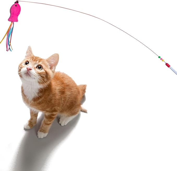 HerMia Colorful Cat Toys Bulk for Indoor Cats, 84 Pcs Interactive Kitten Toys Set, Cat Toy Cat Toy Bundle for Multiple Cats with Plush Balls Launcher & Teaser Wand, Includes Crinkle Balls, Springs